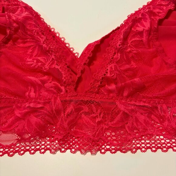Soma Embraceable Lace Plunge Bralette XL Red Lightweight Unlined - Picture 7 of 12